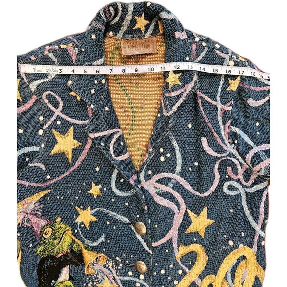 VtgPainted Pony Stephanie Stouffer Celebration Frog Tapestry Jacket Large Women - Picture 8 of 9
